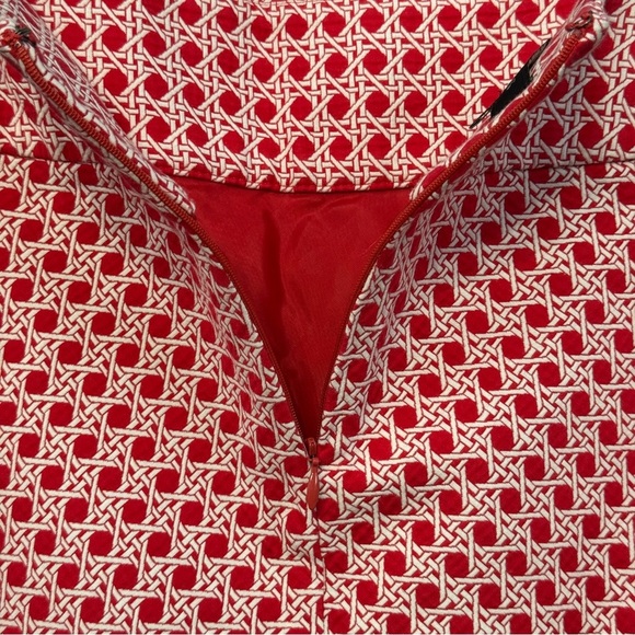 Talbots Petites 2P Red White Geometric A-Line Cotton Skirt - Picture 3 of 6